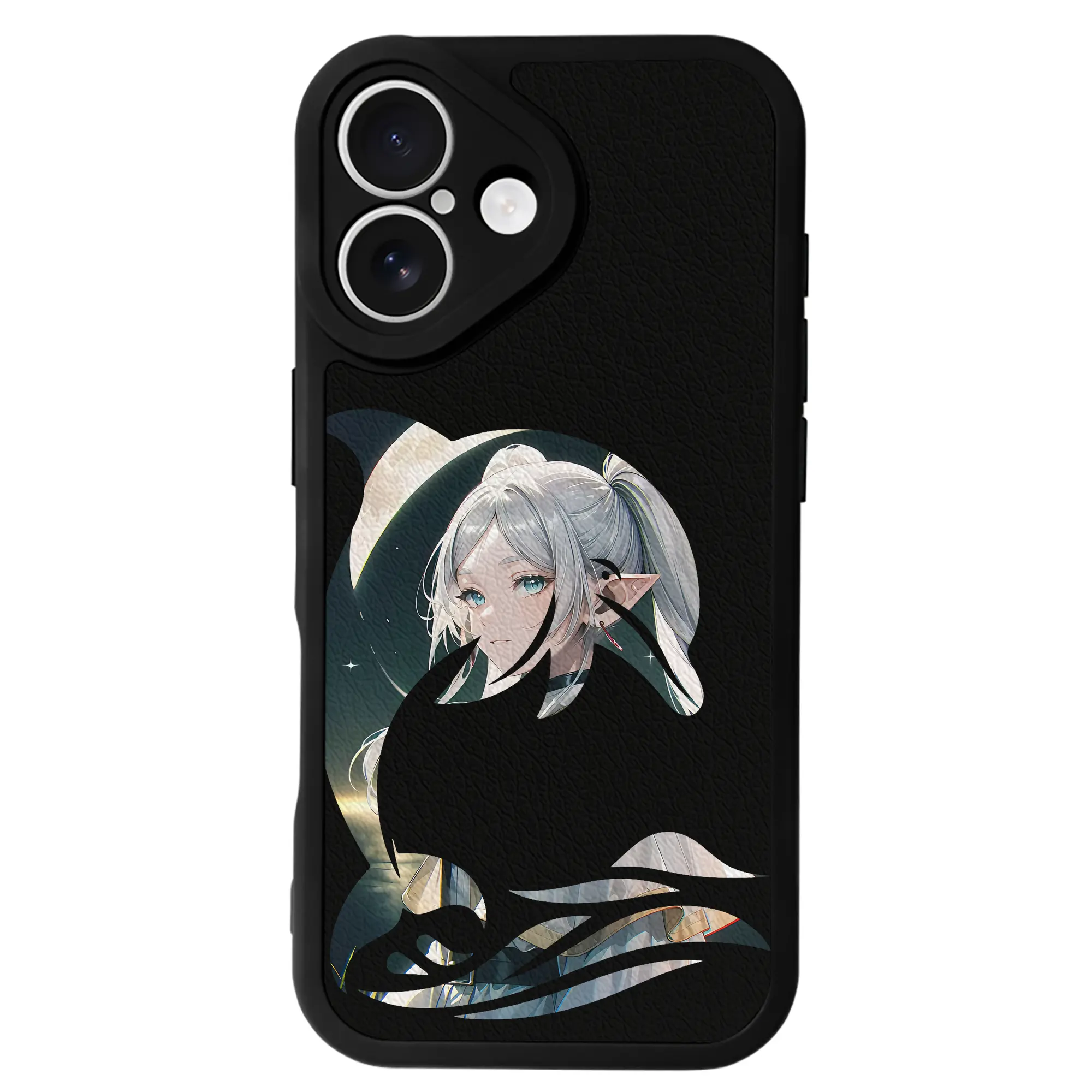 葬送のフリーレン（Frieren） グッズ,フリーレン（Frieren） - IPhone 16シリーズ対応 ・ シリコンスマホケース ・ レザー調 ・ 高精度フィット ・ 耐衝撃 ・ ワイヤレス充電対応 ・ 精密カット